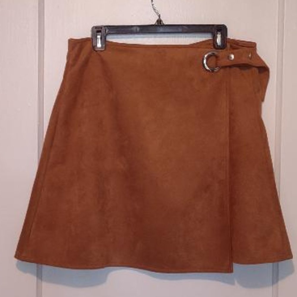 Patricia Luca Brown Suede-like Skirt Size XL